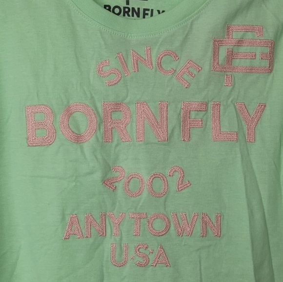 Born Fly T-Shirt Mint Green and Pink - Men's Size Small New In Bag - Picture 6 of 7